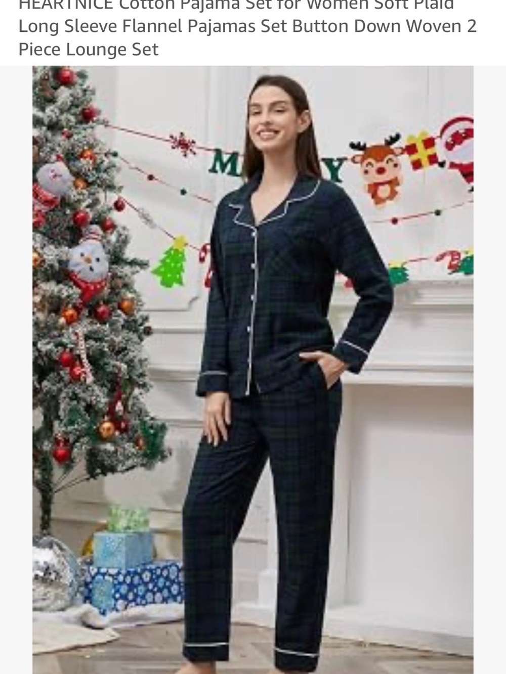 Women's Navy Plaid Flannel Pajama Set